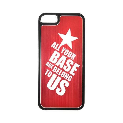 Apple iPhone 5/5S Hard Back Cover w/ Red Aluminum Back - All Your Base Are Belong To Us Apple iPhone 5/5S Hard Back Cover w/ Red Aluminum Back - All Your Base Are Belong To Us