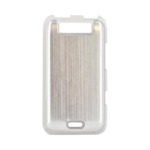 LG Viper 4G LTE/ LG Connect 4G Hard Back Clear Case w/ Aluminum - Silver