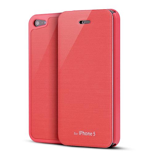 Hot Pink Melon Diary Flip Cover Hard Case w/ ID Slot & Satin Cover for Apple iPhone 5/5S