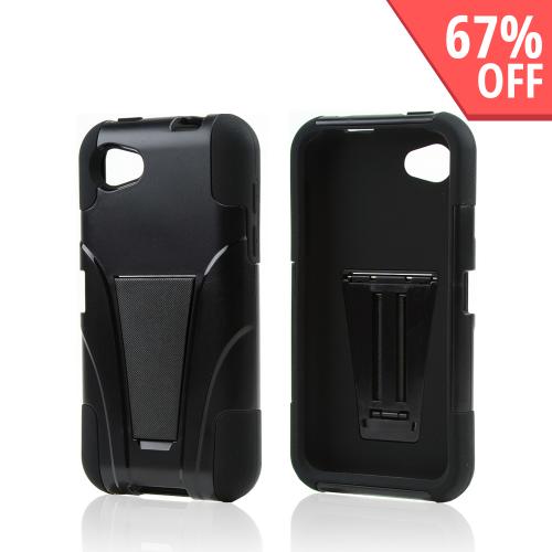 Black Hard Case w/ Kickstand Over Black Silicone for HTC First