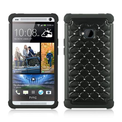 Black Hard Cover w/ Bling Over Black Silicone for HTC One