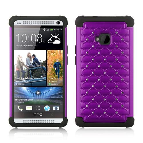 Purple Hard Cover w/ Bling Over Black Silicone for HTC One