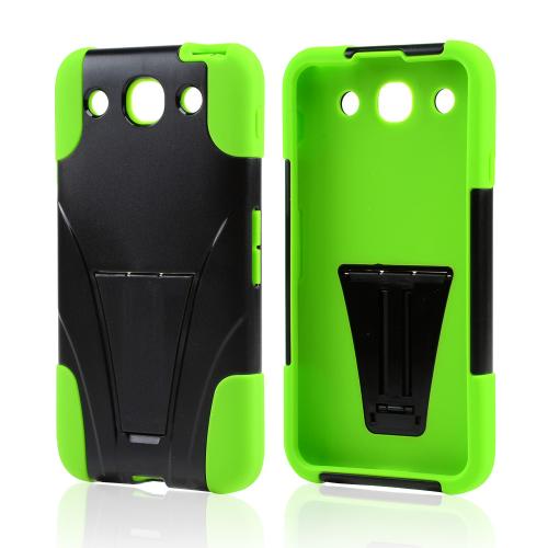 Black Hard Cover w/ Kickstand on Lime Green Silicone Case for LG Optimus G Pro