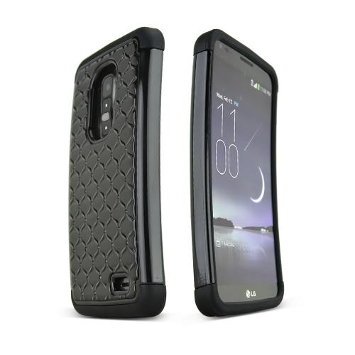 Black LG G Flex Hard Cover w/ Bling Over Black Silicone Skin Case