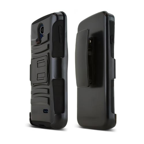 Black LG Lucid 3 Hard Case w/ Kickstand on Black Silicone Skin Case w/ Holster Black LG Lucid 3 Hard Case w/ Kickstand on Black Silicone Skin Case w/ Holster