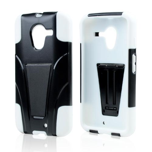 Black Hard Cover w/ Kickstand on White Silicone Skin Case for Motorola Moto X(2013 1st Gen) Black Hard Cover w/ Kickstand on White Silicone Skin Case for Motorola Moto X(2013 1st Gen)