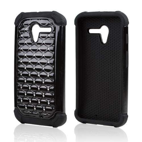 Black Hard Cover w/ Bling Over Black Silicone Skin Case for Motorola Moto X(2013 1st Gen) Black Hard Cover w/ Bling Over Black Silicone Skin Case for Motorola Moto X(2013 1st Gen)