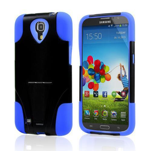 Black Hard Case w/ Kickstand on Blue Silicone Skin Case for Samsung Galaxy Mega 6.3