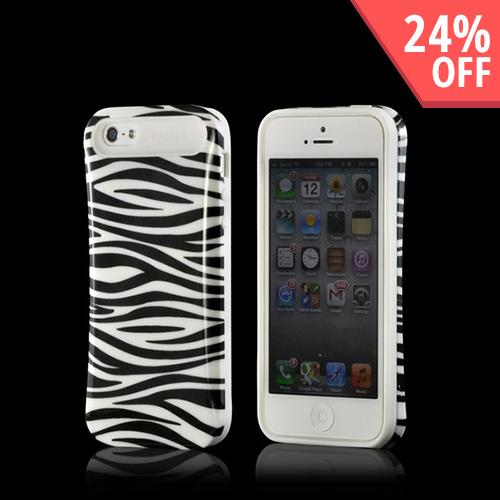 White/ Black Zebra Hard Cover on Silicone Case for Apple iPhone 5/5S