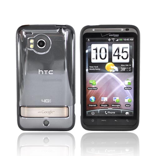 HTC Thunderbolt Hard Back w/ Gummy Border Case - Black/Clear