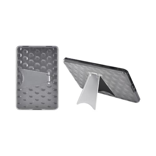 Amazon Kindle Fire Hard Back w/ Dimples, Crystal Silicone Border, & Stand Case - Black/ Clear