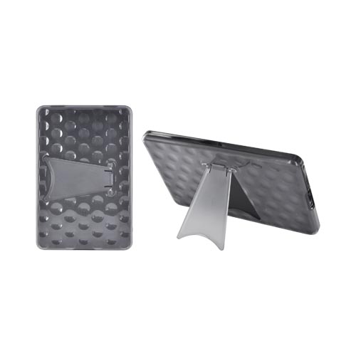 Amazon Kindle Fire Hard Back w/ Dimples, Crystal Silicone Border, & Stand Case - Black/ Transparent Smoke