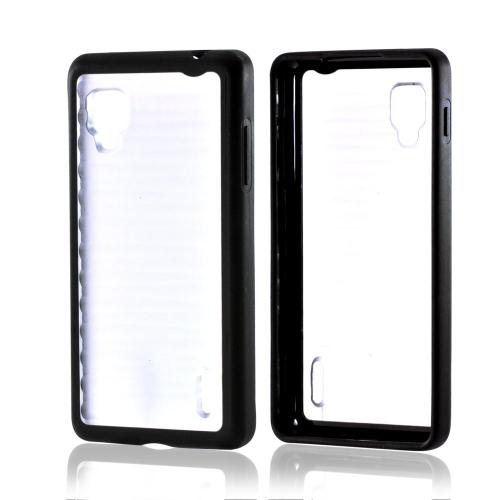 Hard Back w/ Gummy Silicone Border Black/ Clear for LG Optimus G Sprint