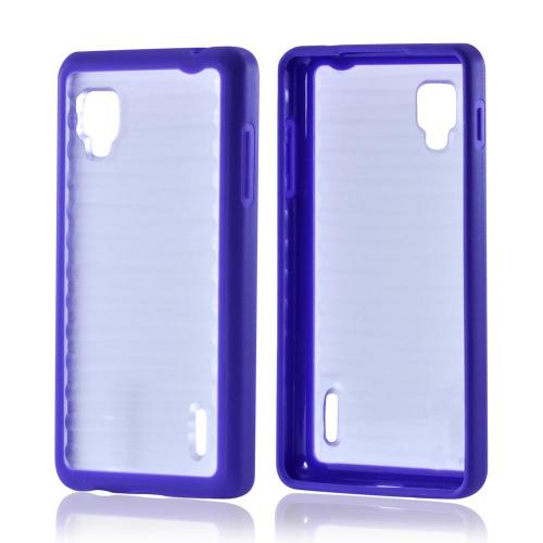 Hard Back w/ Gummy Silicone Border Purple/ Clear for LG Optimus G Sprint