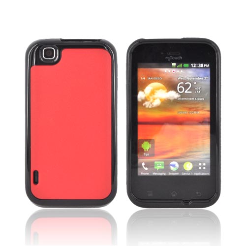 T-Mobile MyTouch Hard Back Case w/ Crystal Silicone Border - Red/ Black