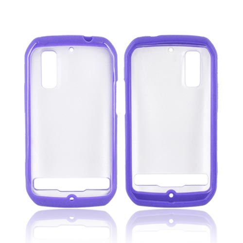 Motorola Photon 4G Hard Back Case w/ Gummy Silicone Lining - Purple/ Clear