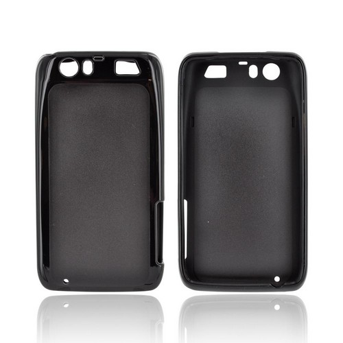 Motorola Atrix HD Hard Back Case w/ Gummy Crystal Silicone Lining - Black