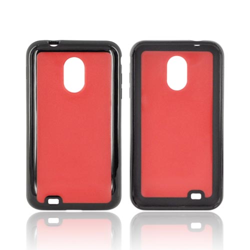Samsung Epic 4G Touch Hard Back w/ Gummy Silicone Border Case - Red/ Black