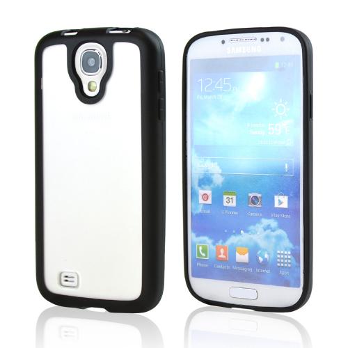 Clear Hard Back w/ Black Gummy Crystal Silicone Lining for Samsung Galaxy S4