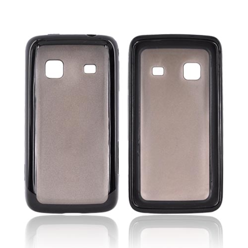 Samsung Galaxy Prevail M820 Hard Back w/ Gummy Crystal Silicone Lining - Smoke/ Black