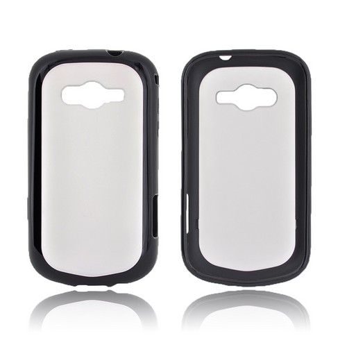 Samsung Galaxy Reverb Hard Back Case w/ Gummy Crystal Silicone Lining - Frost White/ Black