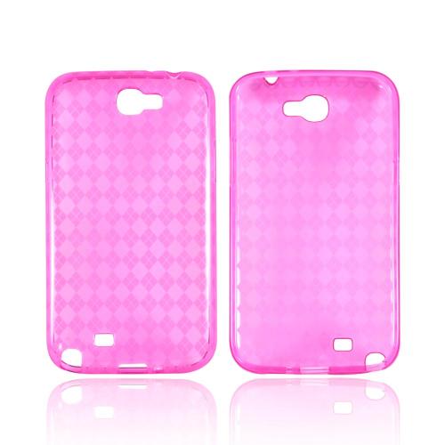 Samsung Galaxy Note 2 Crystal Silicone Case - Argyle Hot Pink