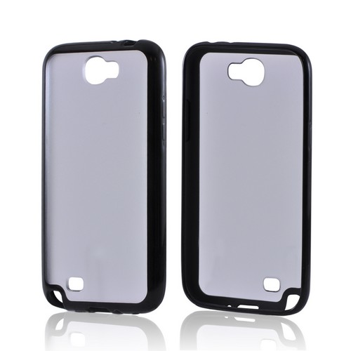 Samsung Galaxy Note 2 Hard Back w/ Gummy Silicone Border Case - Black/ Clear