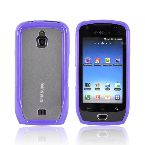 Samsung Exhibit T759 Hard Back w/ Gummy Silicone Lining - Purple/ Clear