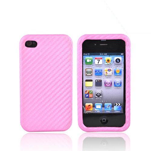 Apple iPhone 4 Hard Leather Case - Carbon Fiber Pink - XXIP4