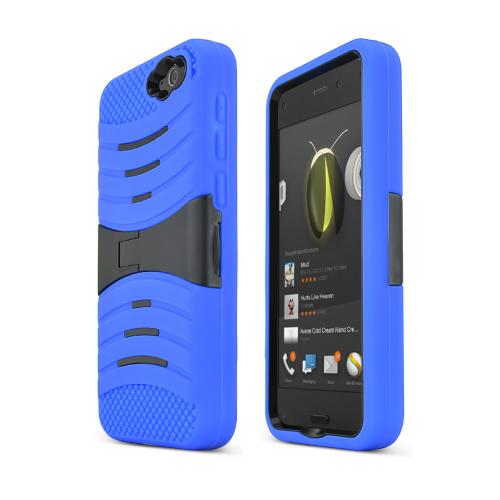 Blue/ Black Amazon Fire Silicone & Hard Case Armor Hybrid w/ Kickstand - Great Protection!