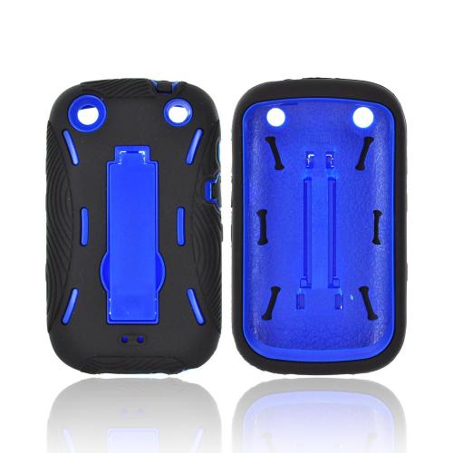 BlackBerry Curve 9310/9320 Silicone Over Hard Case w/ Stand - Black/ Blue