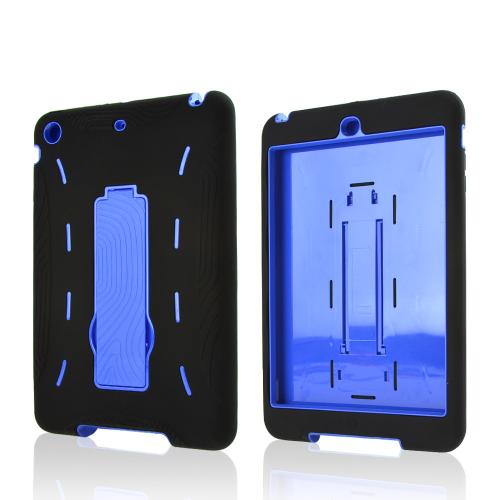 Black Silicone Skin Case on Blue Hard Case w/ Kickstand for Apple iPad Mini 2/3 Black Silicone Skin Case on Blue Hard Case w/ Kickstand for Apple iPad Mini 2/3