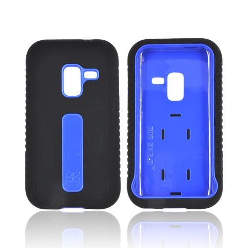 Samsung Conquer 4G Silicone Over Hard Case w/ Screen Protector - Blue/ Black