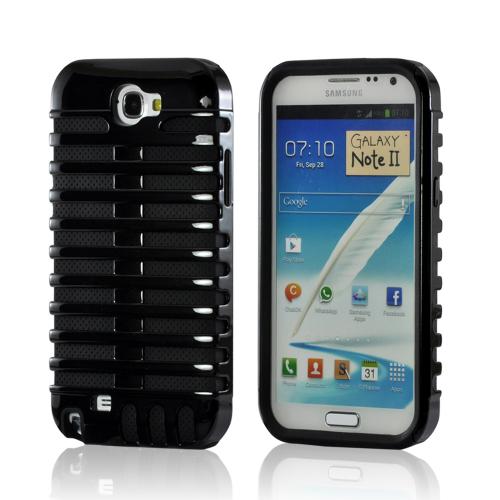 Black/ Black Hard Cover on Silicone for Samsung Galaxy Note 2