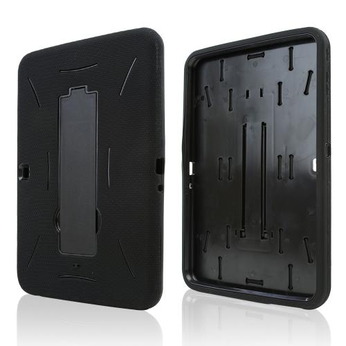 Black Silicone Over Black Hard Case w/ Kickstand for Samsung Galaxy Tab 3 10.1