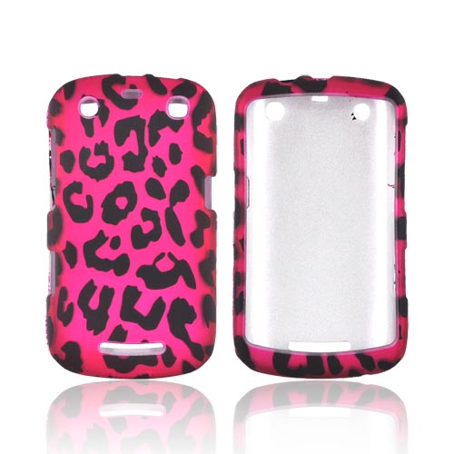 Blackberry Curve 9360 Rubberized Hard Case - Hot Pink/ Black Leopard