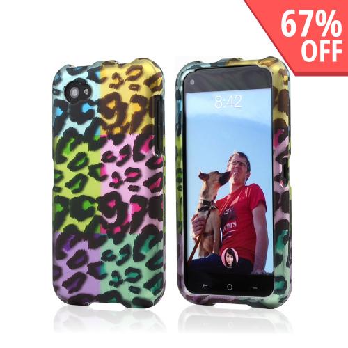 Multi-Colored Artsy Leopard Rubberized Hard Case for HTC First