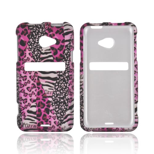 HTC EVO 4G LTE Rubberized Hard Case - Pink Animal Print