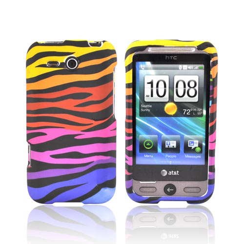 HTC FreeStyle Rubberized Hard Case - Rainbow Zebra on Black