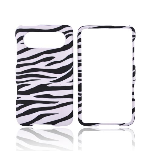 HTC HD7 / HTC HD7s Rubberized Hard Case - Black/White Zebra