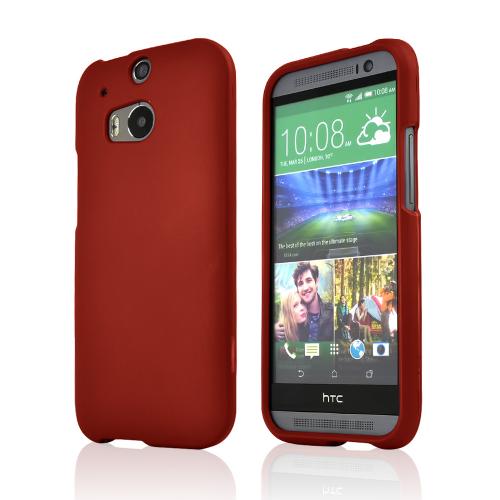 Red Rubberized Hard Case for HTC One 2