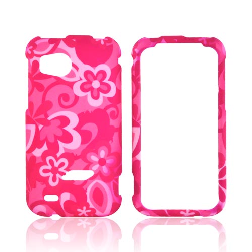 HTC Rezound Rubberized Hard Case - Pink Flowers on Pink