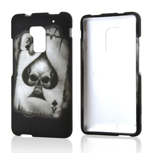 Ace Spade Skull on Black Rubberized Hard Case for HTC One Max
