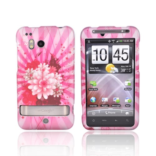 HTC Thunderbolt Rubberized Hard Case - Pink Flowers