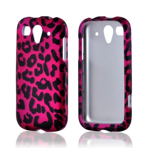 T-Mobile Huawei myTouch 2 Rubberized Hard Case - Hot Pink/ Black Leopard