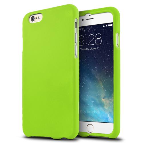 Neon Green Apple iPhone 6 (4.7") Matte Rubberized Hard Case Cover; Perfect fit as Best Coolest Design Plastic Cases