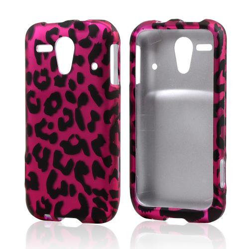 Black Leopard on Hot Pink Rubberized Hard Case for Kyocera Hydro Edge