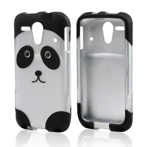 Silver/ Black Panda Bear Rubberized Hard Case for Kyocera Hydro Edge
