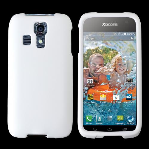 White Kyocera Hydro Icon Matte Rubberized Hard Case Cover; Perfect fit as Best Coolest Design Plastic cases