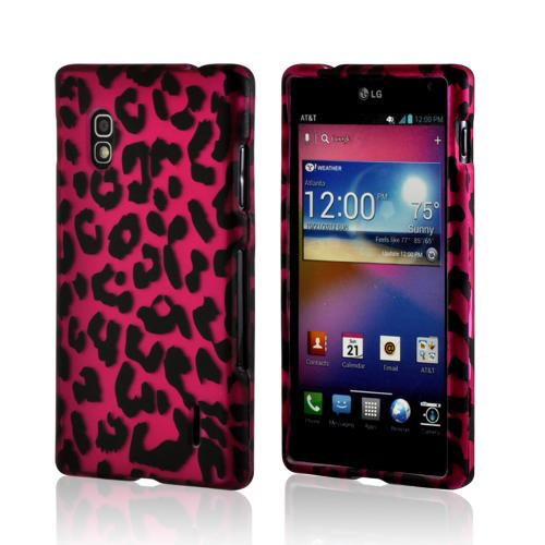 Hot Pink/ Black Leopard Rubberized Hard Case for LG Optimus G (AT&T)